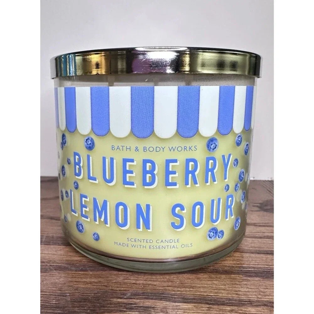 Bath & Body Works BLUEBERRY LEMON SOUR 3-Wick CANDLE Scented 14.5 oz